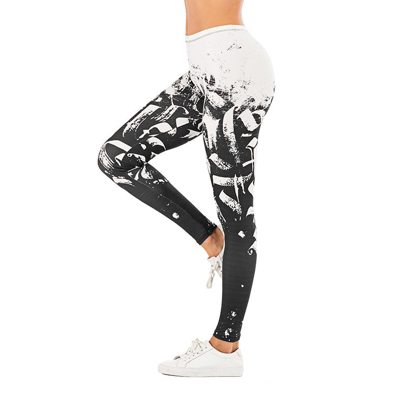 Ladies leggings with abstract striped pattern, high waist and breathable stretch functional fabric Mune Fashion