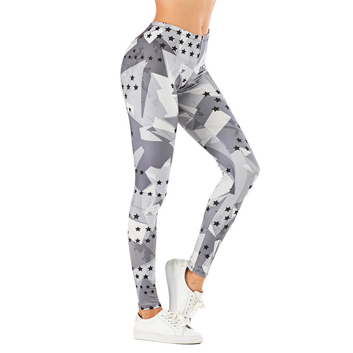 Ladies leggings with abstract striped pattern, high waist and breathable stretch functional fabric Mune Fashion