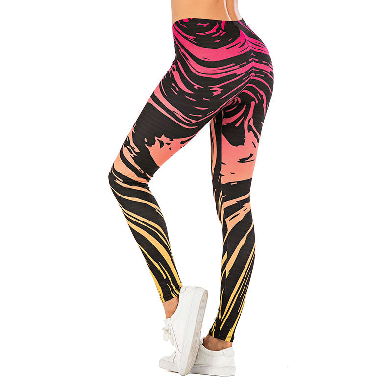 Ladies leggings with abstract striped pattern, high waist and breathable stretch functional fabric Mune Fashion