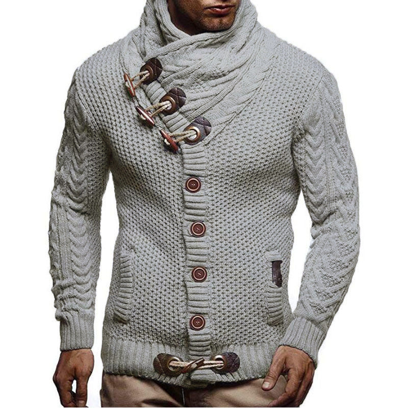 Men's Cardigan with Asymmetric Collar Mune