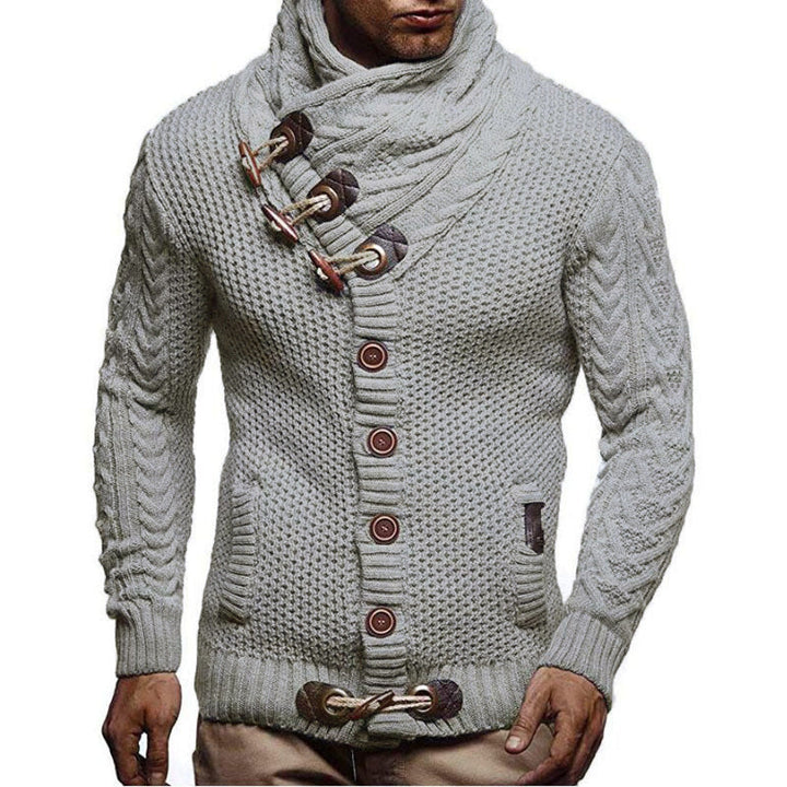 Men's Cardigan with Asymmetric Collar Mune