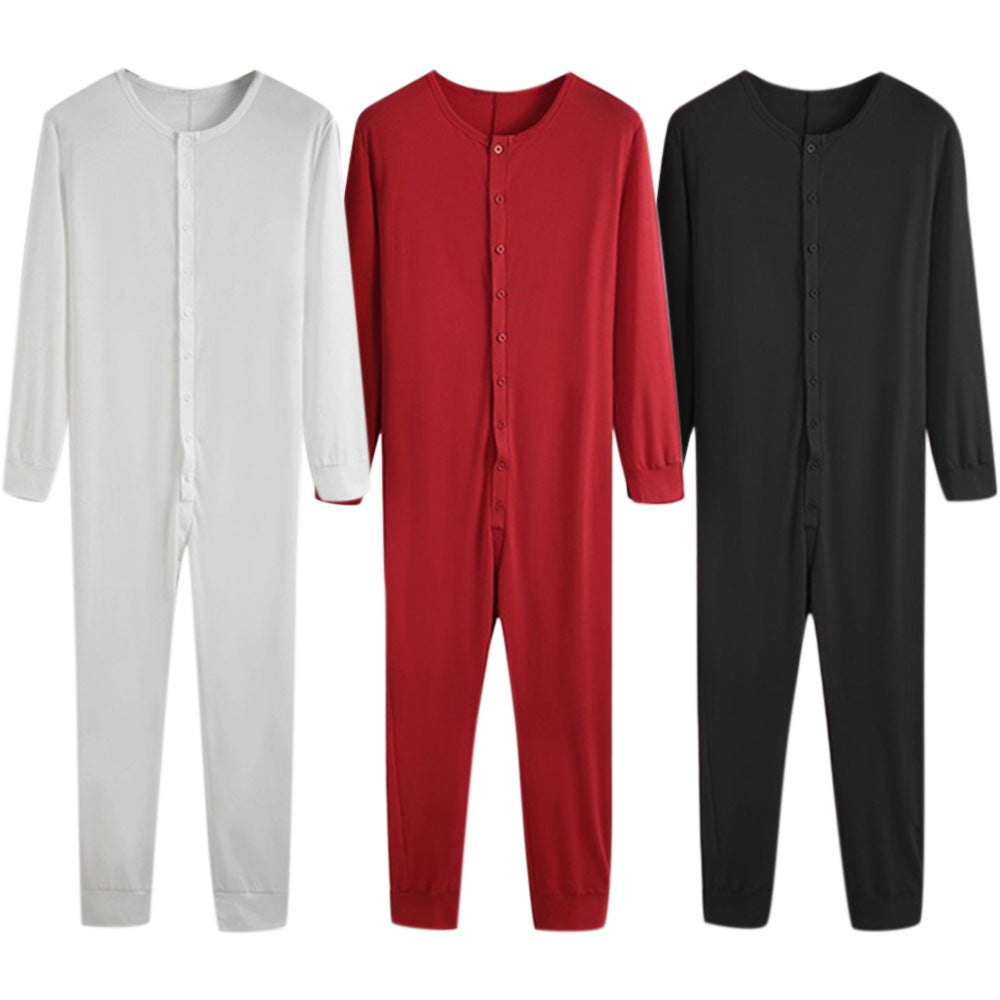 Unisex one-piece long sleeve pajama with continuous button placket and elastic cuffs Mune Fashion