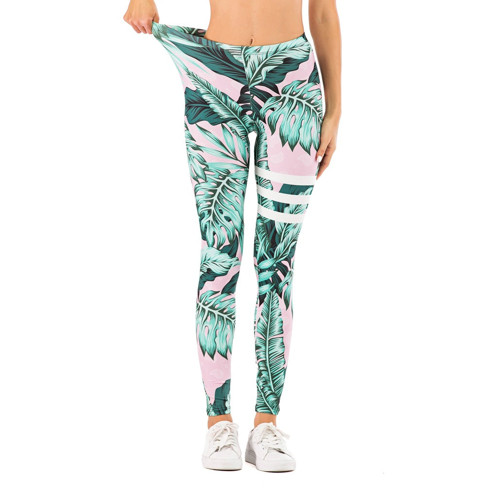 Ladies leggings with abstract striped pattern, high waist and breathable stretch functional fabric Mune Fashion