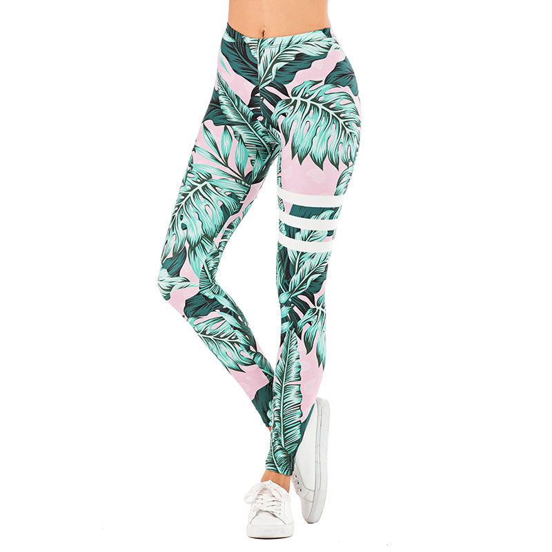 Ladies leggings with abstract striped pattern, high waist and breathable stretch functional fabric Mune Fashion