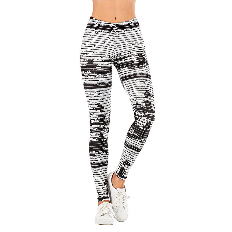 Ladies leggings with abstract striped pattern, high waist and breathable stretch functional fabric Mune Fashion