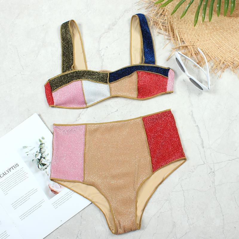 Women's High-Waisted Bikini Set with Sparkling Accents Mune Fashion