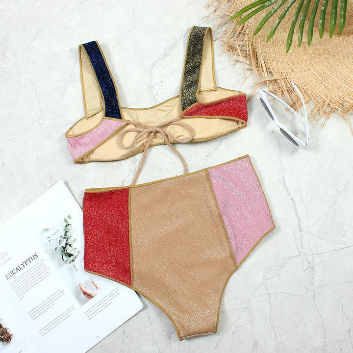 Women's High-Waisted Bikini Set with Sparkling Accents Mune Fashion