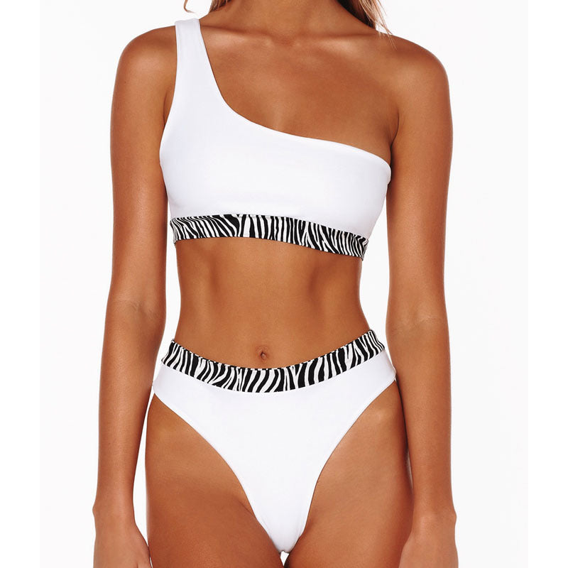 Ladies One-Sided Bikini with Fashionable Zebra Patch Mune Fashion
