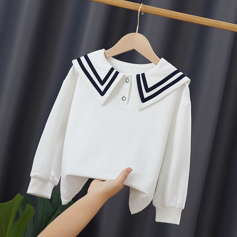Girls Sail Collar Sweatshirt Mune Fashion