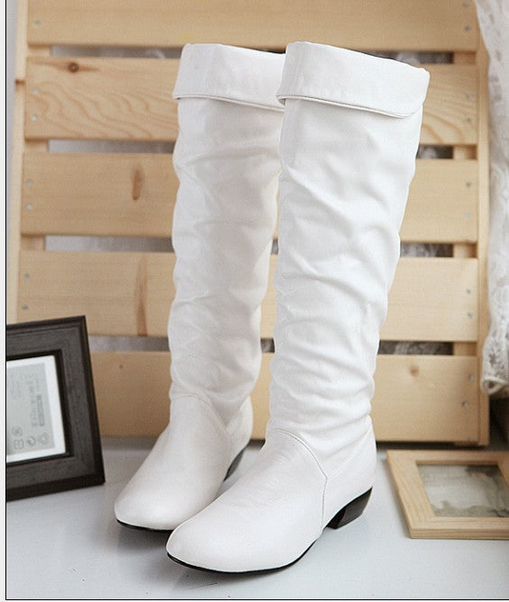 Women's knee-high slouch boots with fold and flat heel Mune Fashion