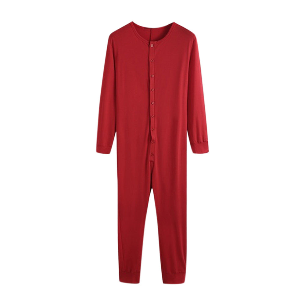 Unisex one-piece long sleeve pajama with continuous button placket and elastic cuffs Mune Fashion