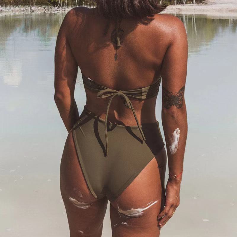 Women's triangle bikini with fashionable cut and sophisticated decorative lacing Mune Fashion