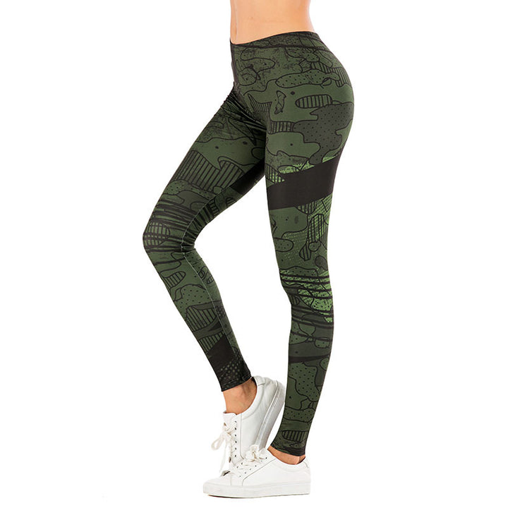 Ladies leggings with abstract striped pattern, high waist and breathable stretch functional fabric Mune Fashion