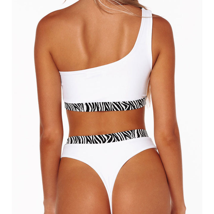 Ladies One-Sided Bikini with Fashionable Zebra Patch Mune Fashion
