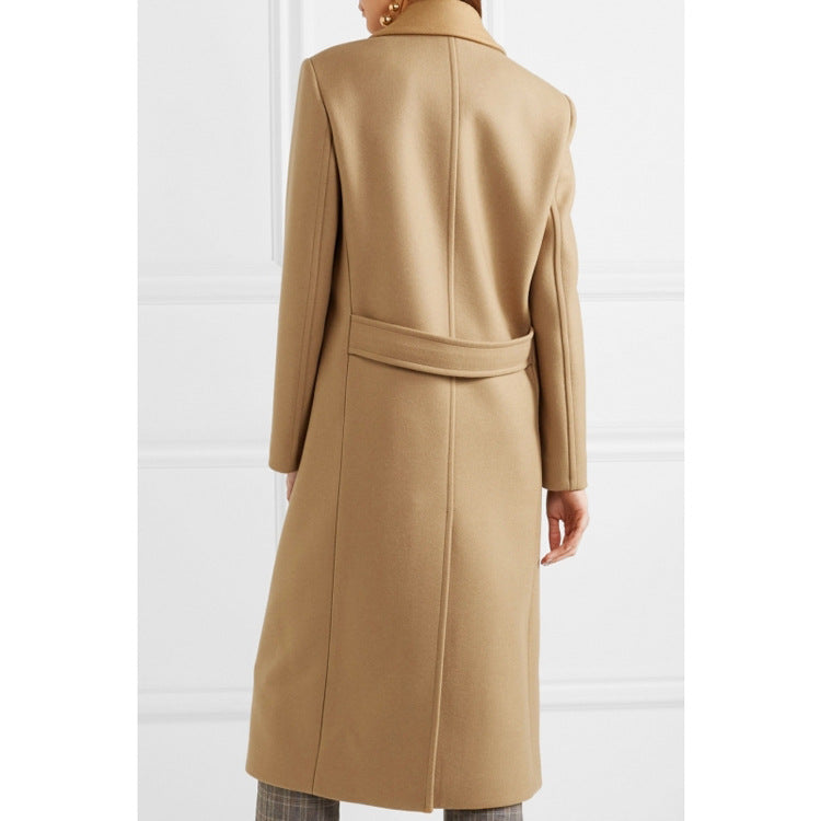 Women's Double-Breasted Wool Coat with Tailored Silhouette and Statement Notch Lapel Mune Fashion