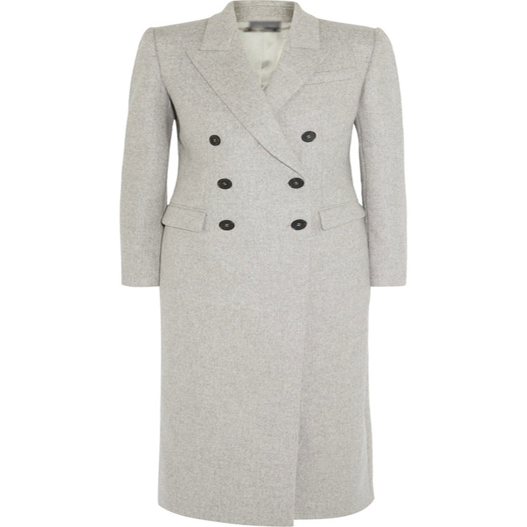 Women's Double-Breasted Tailored Wool Blend Long Coat in Slim Tailoring Style Mune Fashion
