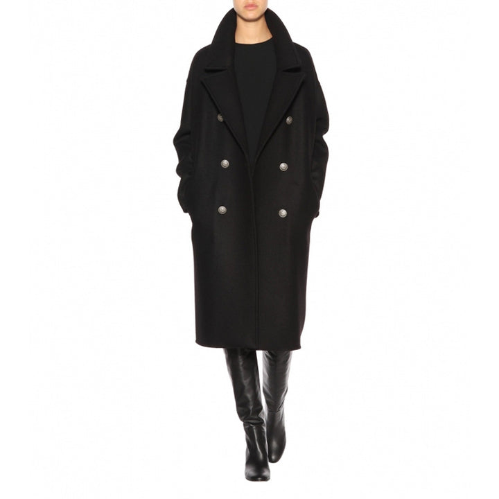 Women Oversize Double-Breasted Long Coat with Wide Shawl Collar and Relaxed Tailoring Mune Fashion