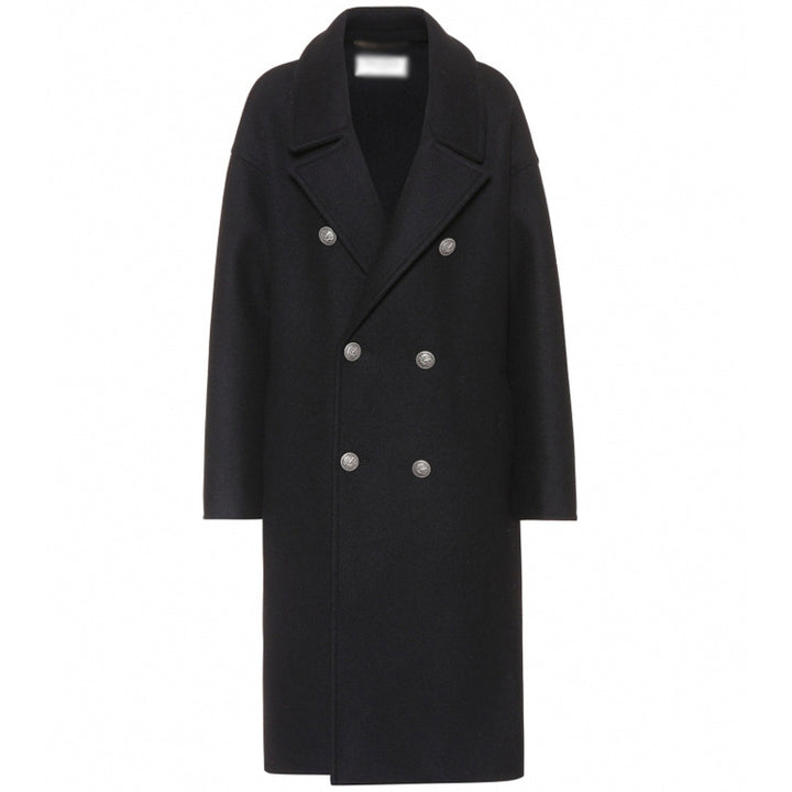 Women Oversize Double-Breasted Long Coat with Wide Shawl Collar and Relaxed Tailoring Mune Fashion