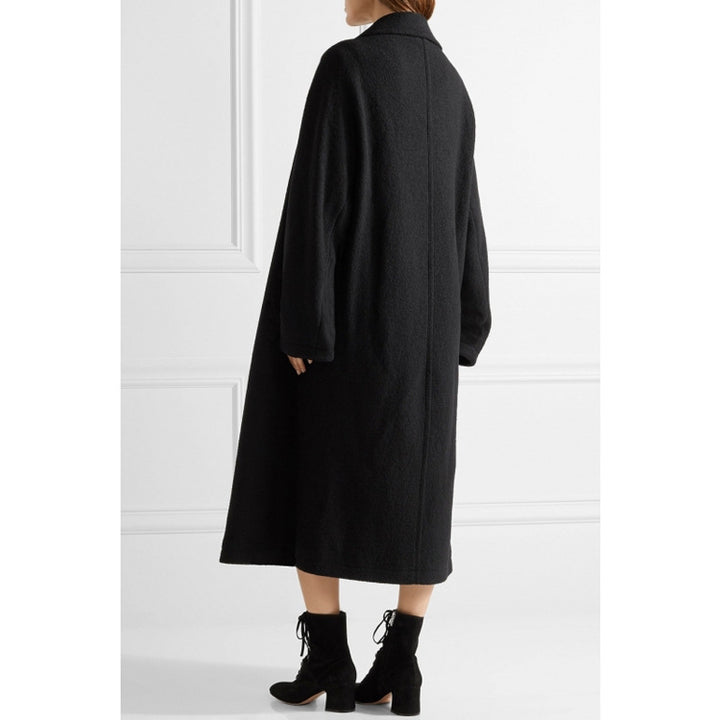 Women's Oversized Single-Breasted Wool Blend Long Coat with Dropped Silhouette Mune Fashion