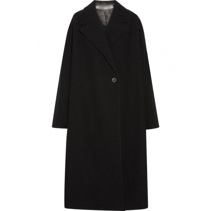 Women's Oversized Single-Breasted Wool Blend Long Coat with Dropped Silhouette Mune Fashion