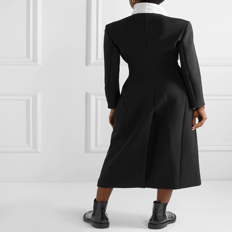 Women Maxi long minimalist tailoring coat with open front Mune Fashion