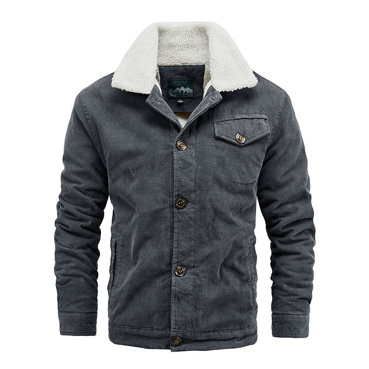 Men's Casual Quilted Jacket with Faux Fur Collar Mune Fashion