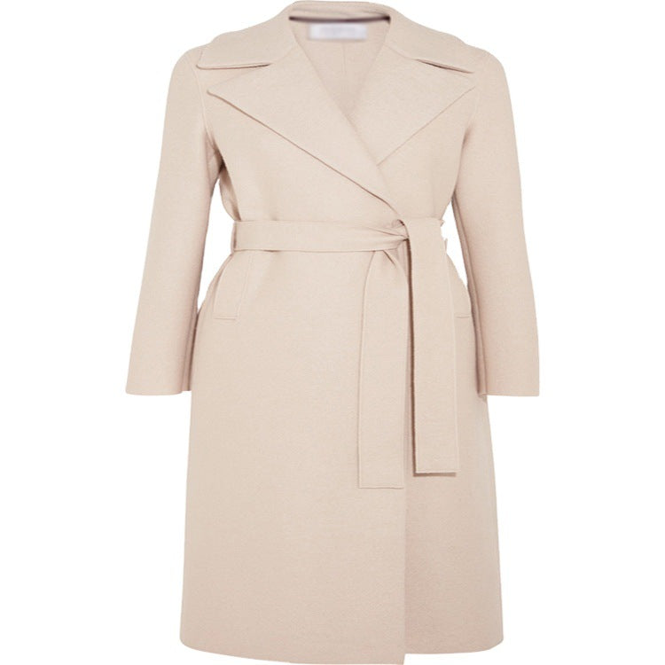 Ladies Elegant Tailored Wrap Coat in Wool-Cashmere Blend Mune Fashion