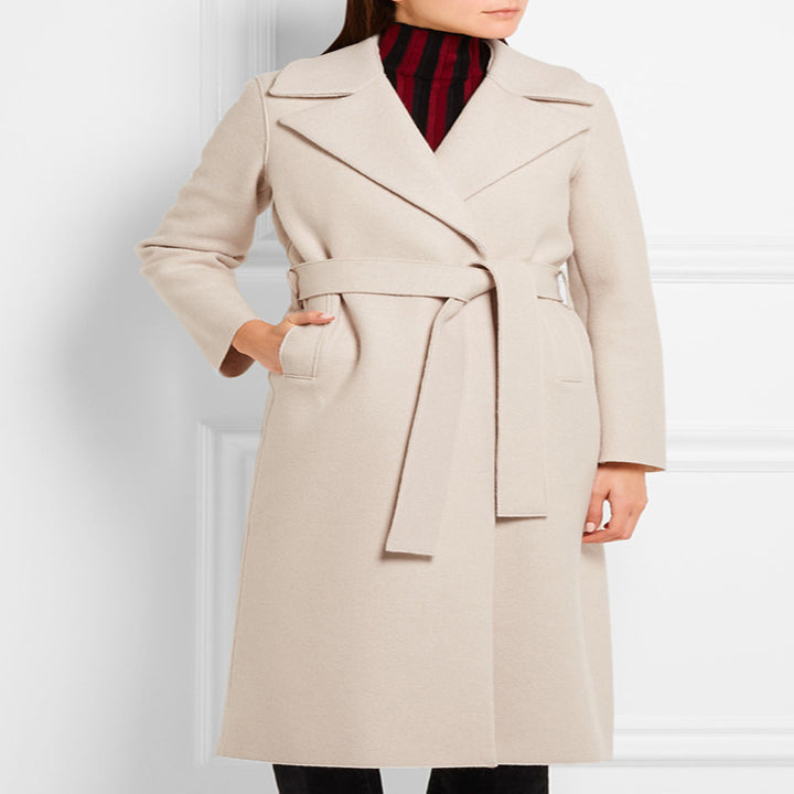 Ladies Elegant Tailored Wrap Coat in Wool-Cashmere Blend Mune Fashion