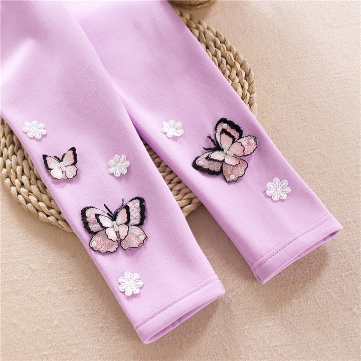 Girl's leggings with colorful butterfly embroideries Mune Fashion