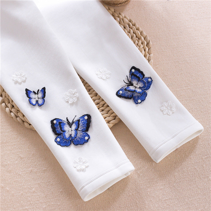 Girl's leggings with colorful butterfly embroideries Mune Fashion
