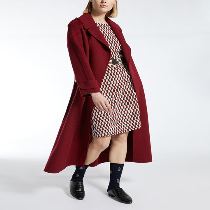 Ladies Maxi Long Wool Blend Coat in Flowing Swing Cut with Soft Shawl Collar Mune Fashion