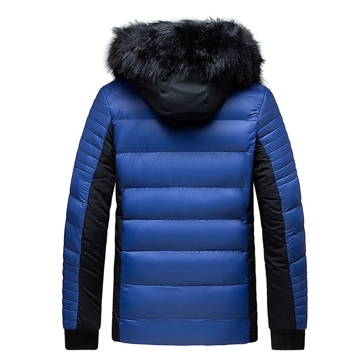Men's quilted jacket with hood and faux fur trim, wind and water resistant Mune Fashion