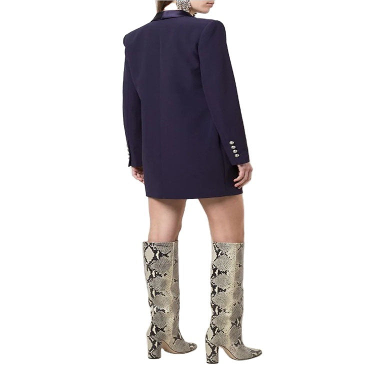 Women's blazer dress in tailoring look with satin shawl collar and structured shoulders Mune Fashion