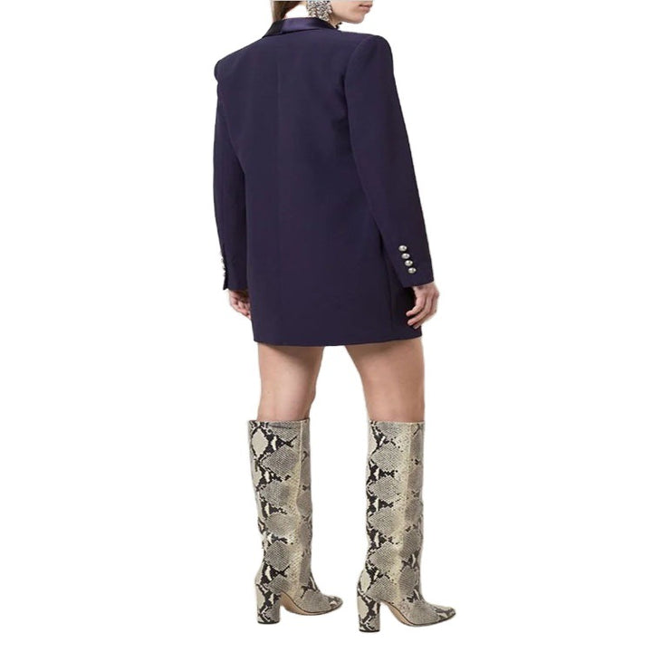 Women's blazer dress in tailoring look with satin shawl collar and structured shoulders Mune Fashion