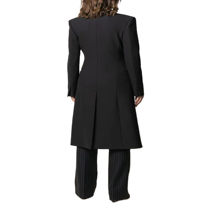Women's Maxi Length Coat with Shawl Collar, Satin Trim and Tie Belt Mune Fashion