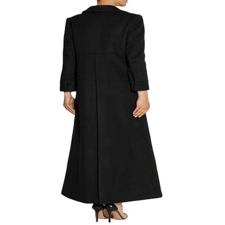 Ladies Floor-Length Single-Breasted Coat with Split and Tailored Silhouette Mune Fashion