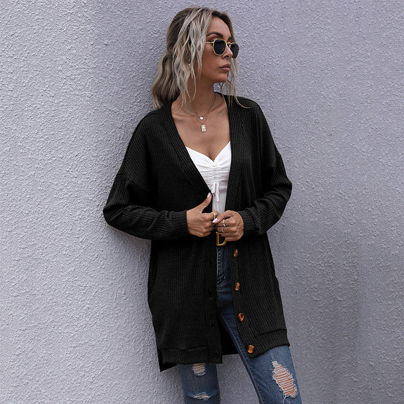 Women Long Oversize Knit Cardigan with Structure Knit, Open Pockets and Casual Cut Mune Fashion