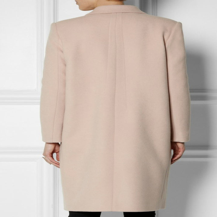 Women's Midi-Length Wool Blend Coat with Minimalist Single-Breasted Front and Flap Pockets Mune Fashion