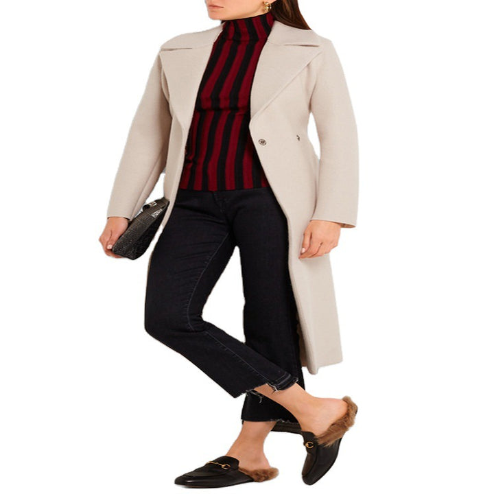 Ladies Elegant Tailored Wrap Coat in Wool-Cashmere Blend Mune Fashion