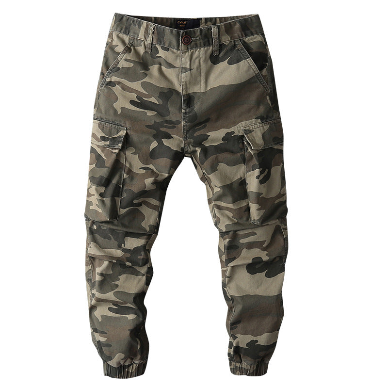 Men's cargo pants in military style with elastic cuffs and multiple pockets Mune Fashion