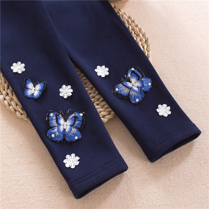 Girl's leggings with colorful butterfly embroideries Mune Fashion