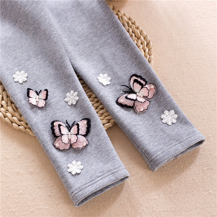 Girl's leggings with colorful butterfly embroideries Mune Fashion