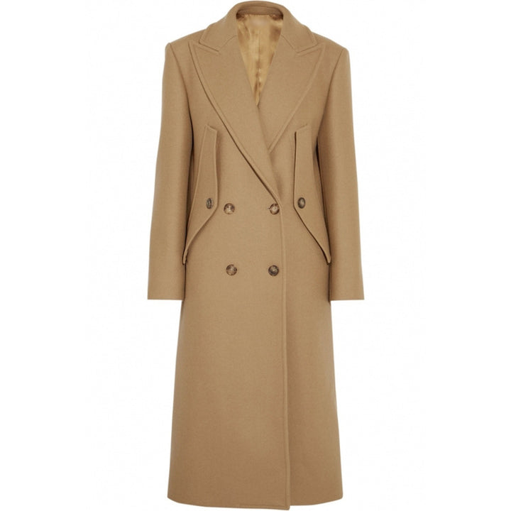 Women's Double-Breasted Wool Coat with Tailored Silhouette and Statement Notch Lapel Mune Fashion