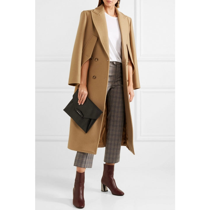 Women's Double-Breasted Wool Coat with Tailored Silhouette and Statement Notch Lapel Mune Fashion