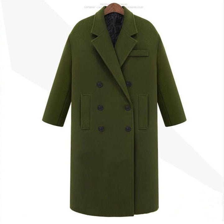 Men's long coat in minimalist double-breasted wool blend with boxy oversized silhouette Mune Fashion