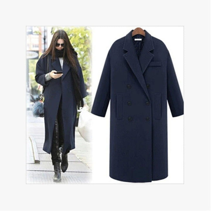Men's long coat in minimalist double-breasted wool blend with boxy oversized silhouette Mune Fashion