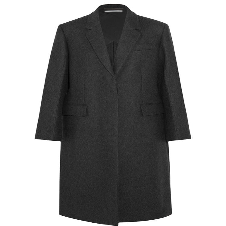 Women's Oversize Single-Breasted Maxi-Length Wool Blend Long Coat with Relaxed Shoulders and Flap Pockets Mune Fashion