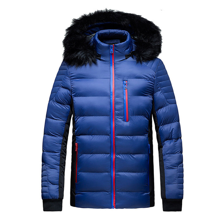 Men's quilted jacket with hood and faux fur trim, wind and water resistant Mune Fashion