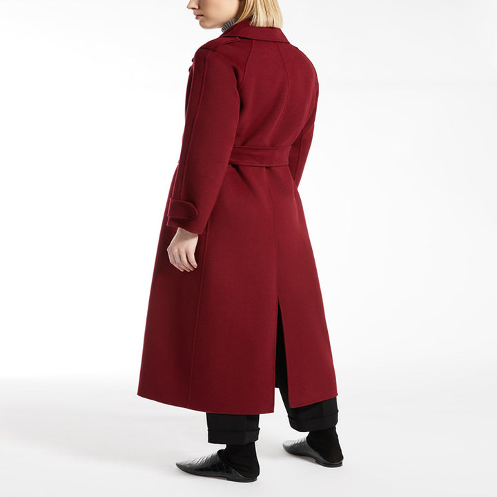 Ladies Maxi Long Wool Blend Coat in Flowing Swing Cut with Soft Shawl Collar Mune Fashion