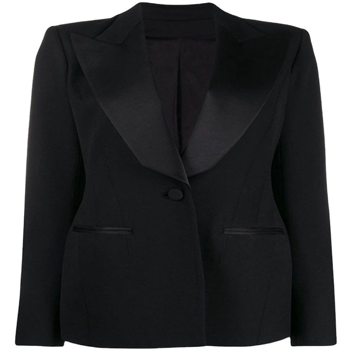 Women Tailored Tuxedo Blazer Jacket with Satin Shawl Collar and Precise Tailoring Mune Fashion